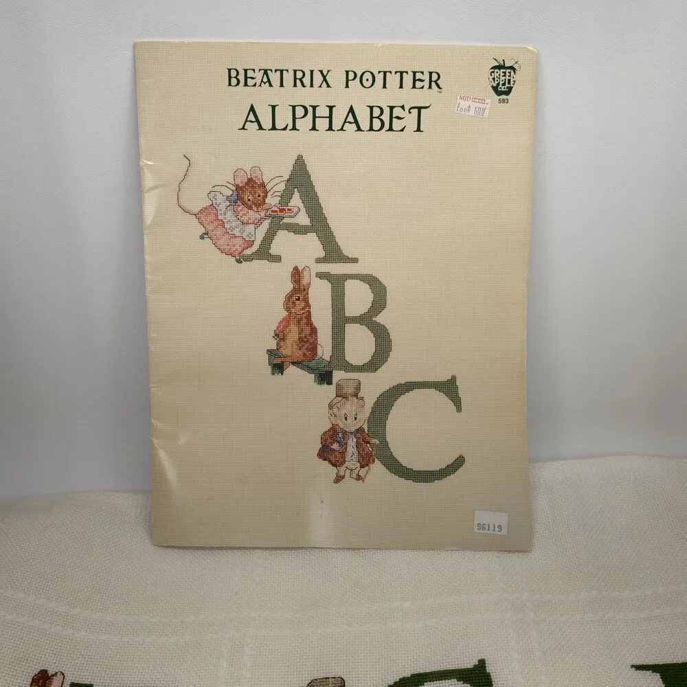 Beatrix Potter Cross Stitch Throw Afghan Alphabet Nursery Part Completed Vintage